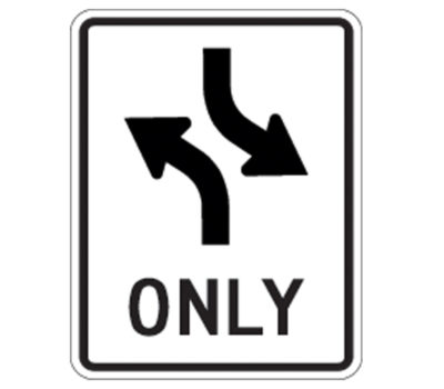 30" X 36" Two Way Left Turn Only