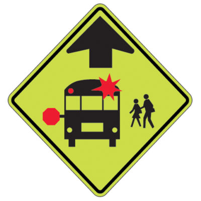 30" x 30" School Bus Stop Ahead Symbol