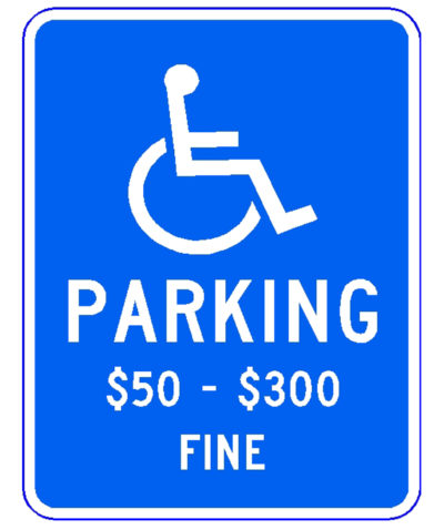 Handicapped Parking $50-$300 Fine